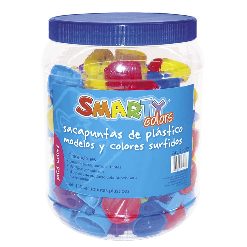 Sacapuntas de Plástico Bote con 150 Piezas Smarty