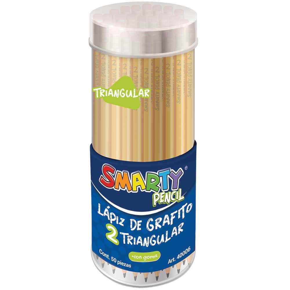 Lápiz de Grafito No. 2 Triangular Bote con 50 Piezas Smarty 40006