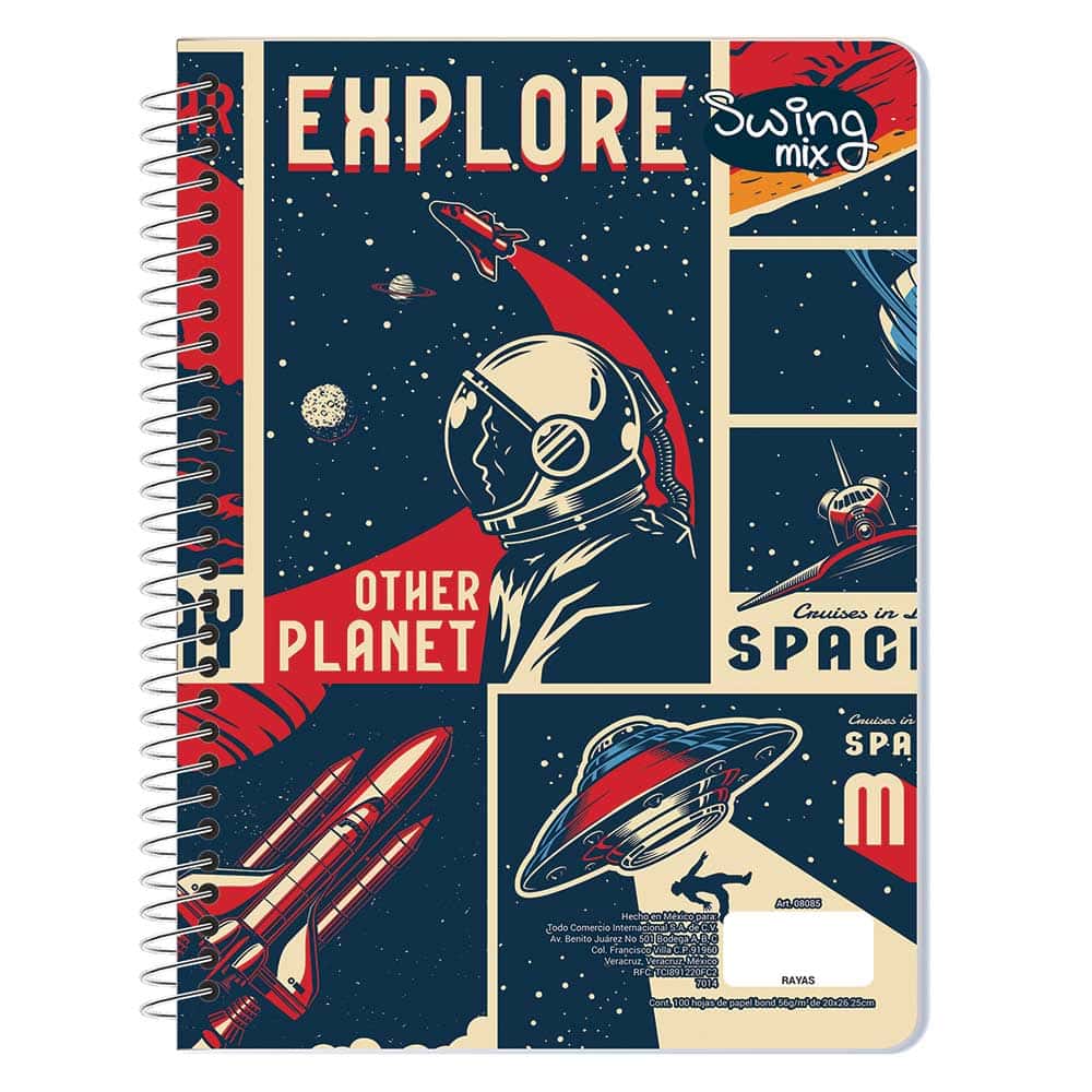 Cuaderno Espiral de 100 Hojas Profesional de Cuadro Chico Swing Mix