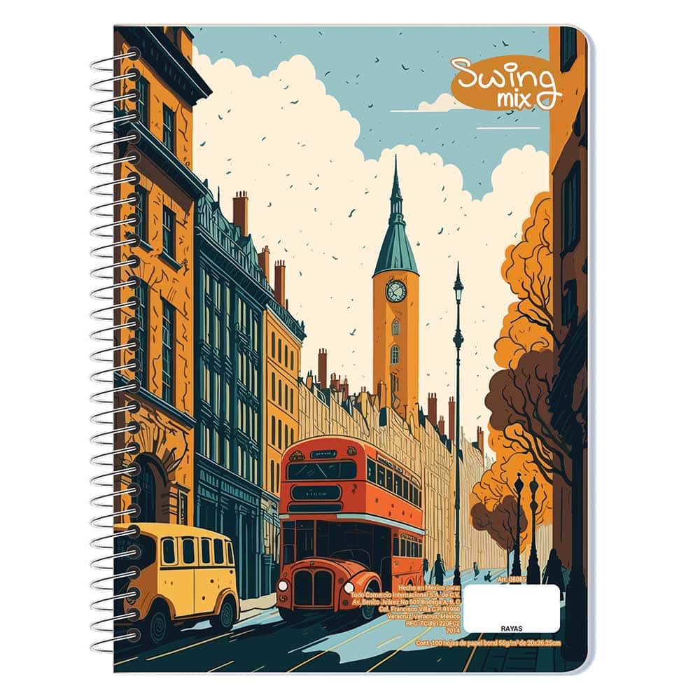 Cuaderno Espiral de 100 Hojas Profesional de Cuadro Grande Swing Mix