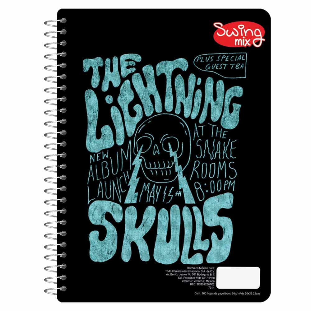 Cuaderno Espiral Sencillo de 100 Hojas Profesional Doble Raya M Swing 08264