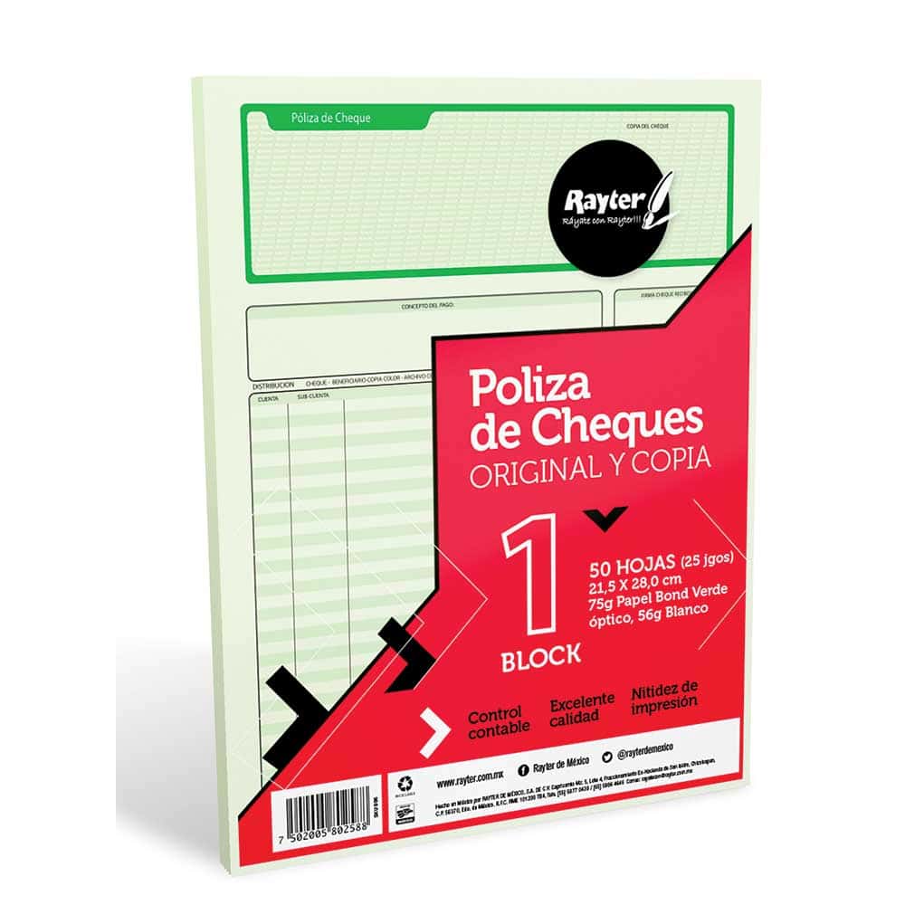 BLOCK POLIZA DE CHEQUE CARTA