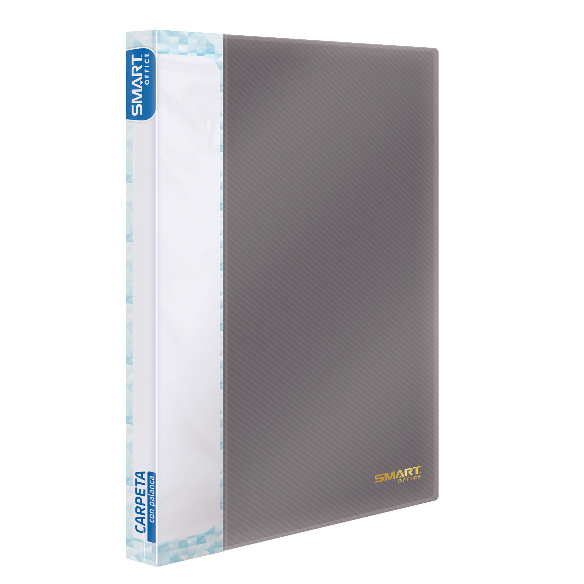 Carpeta Plástica Tamaño Oficio con Palanca Gris Oscuro Smart Office