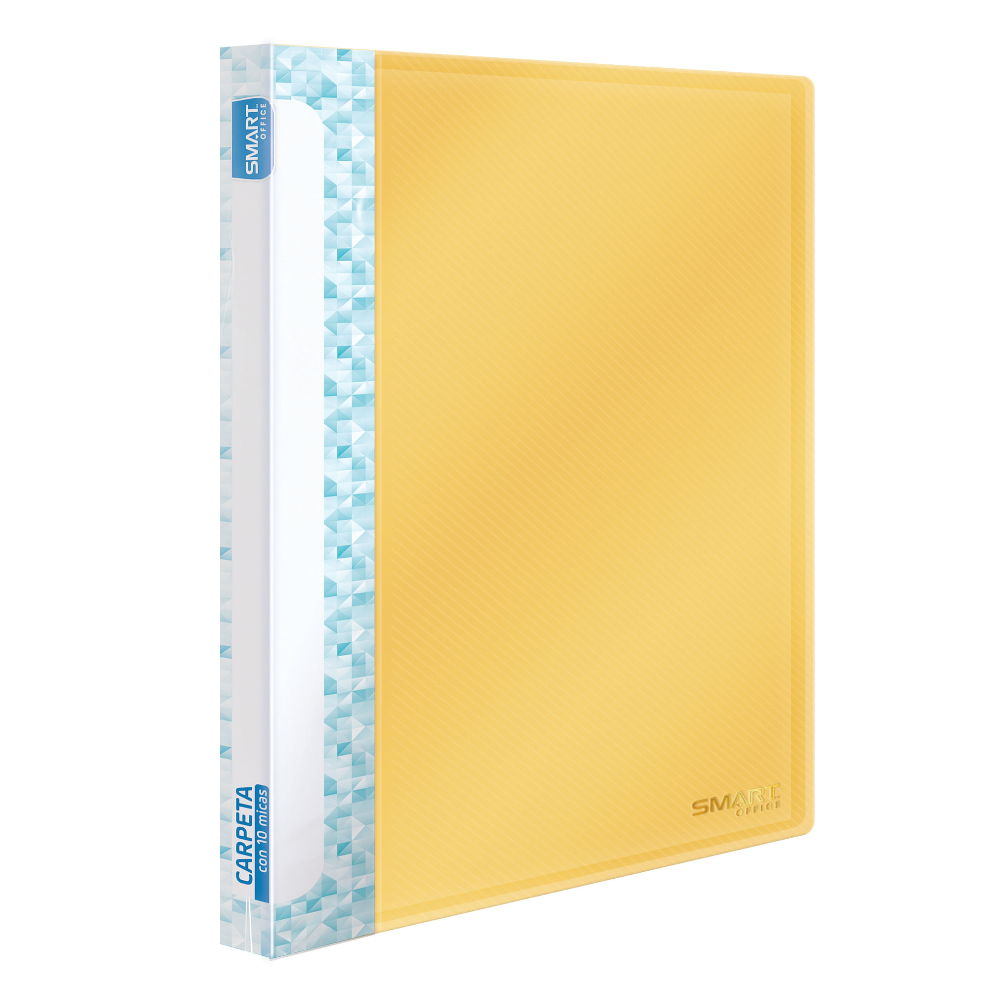 Carpeta Plástica Tamaño Carta con 10 Micas Amarillo Transparente Smart Office