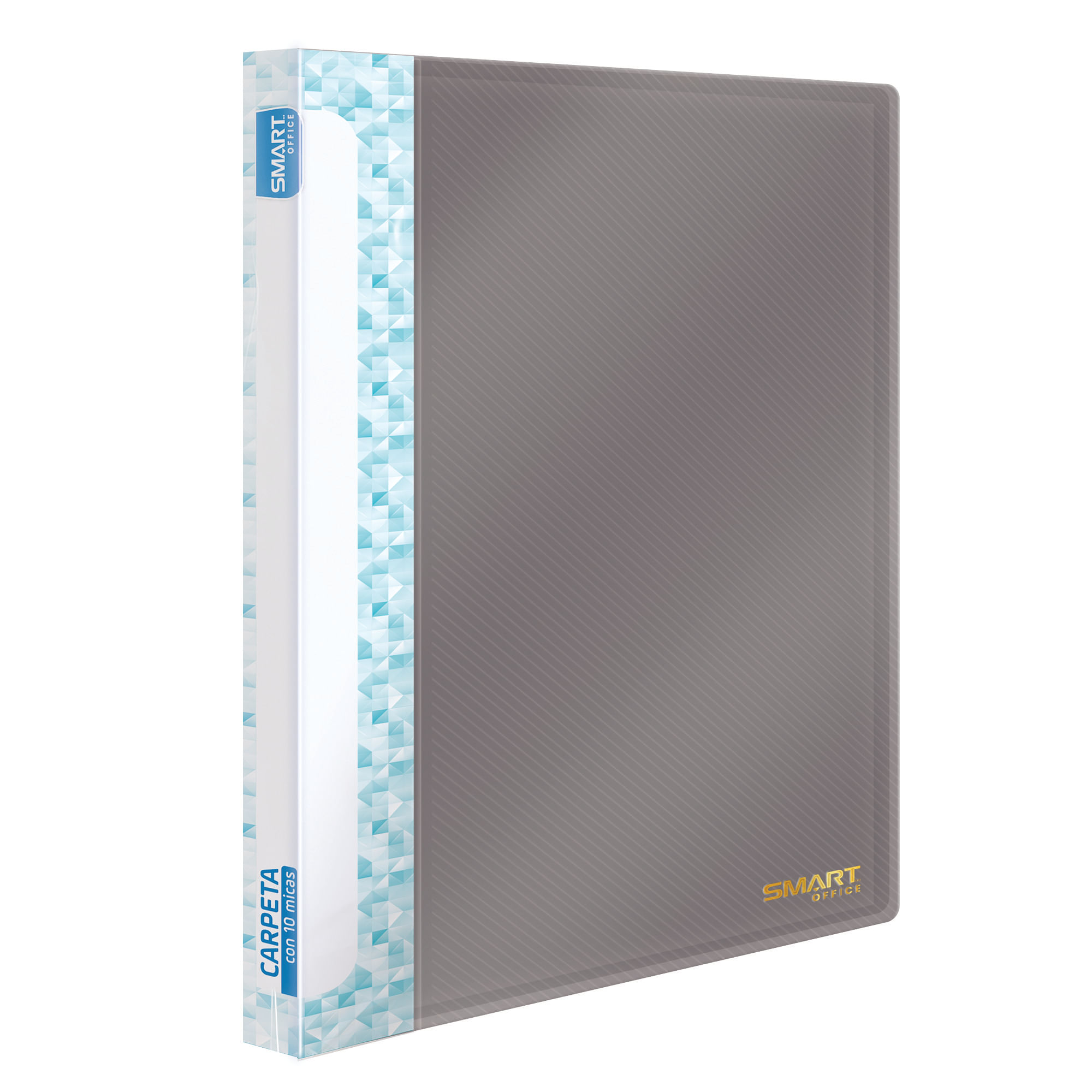 Carpeta Plástica Tamaño Carta con 10 Micas Gris Oscuro Smart Office