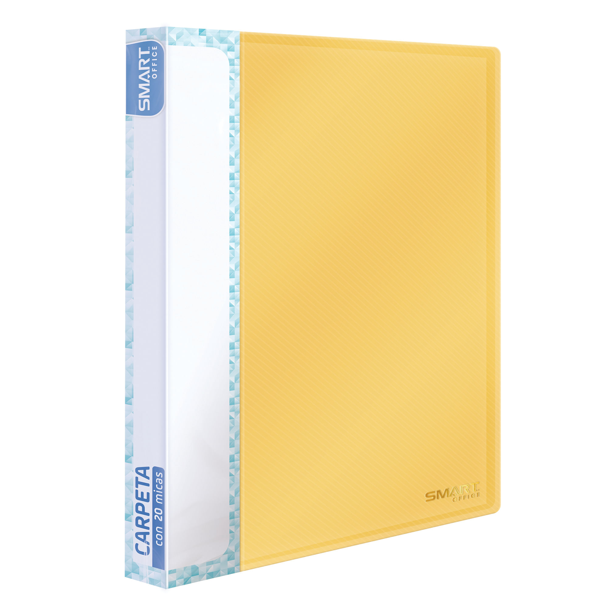 Carpeta Plástica Tamaño Carta con 20 Micas Amarillo Transparente Smart Office