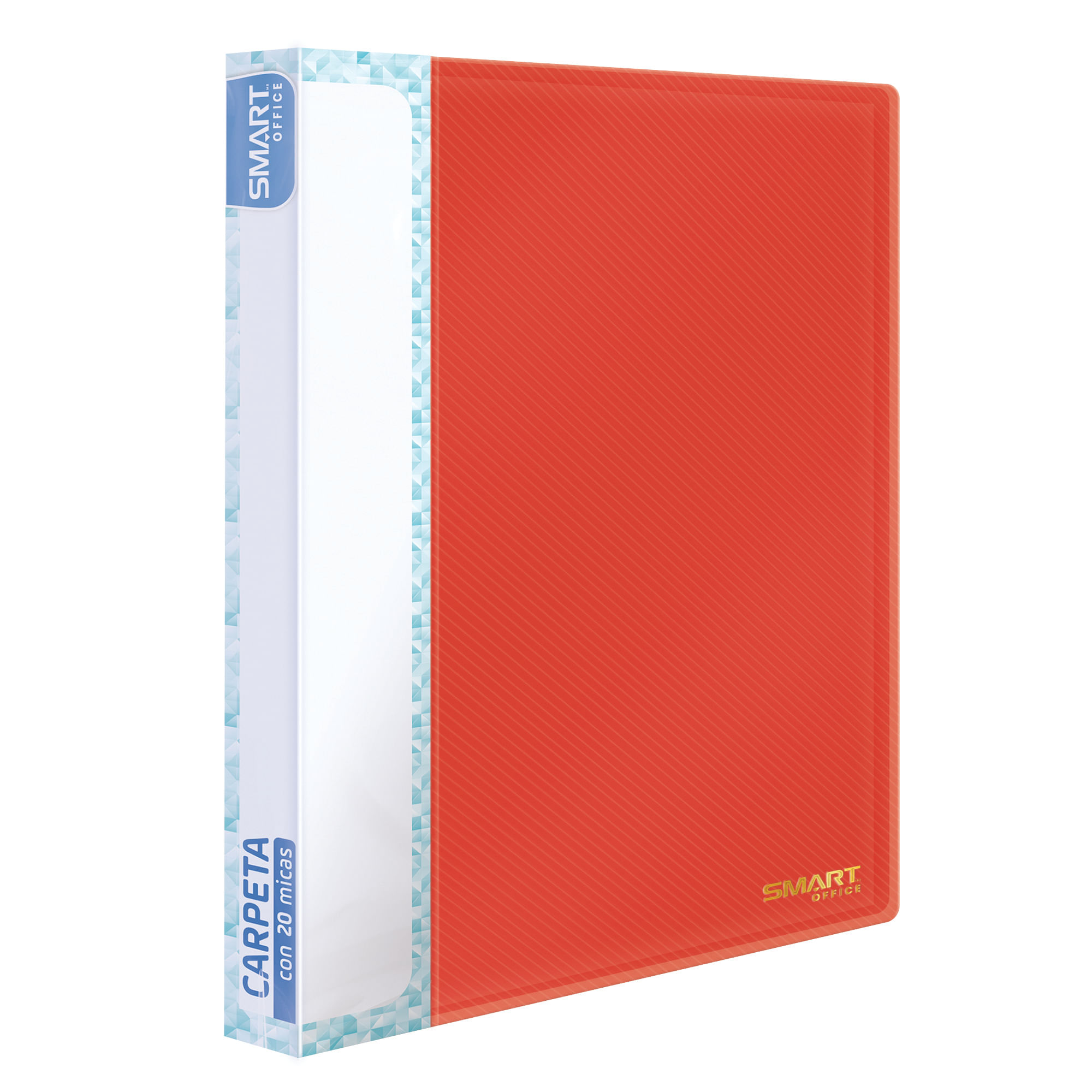 Carpeta Plástica Tamaño Carta con 20 Micas Rojo Transparente Smart Office